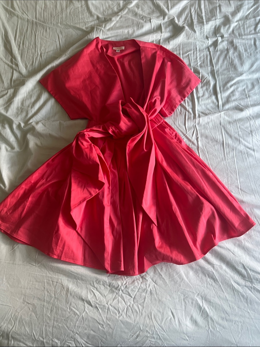 Aliette Bright Pink Tie Front Short Sleeve Dress